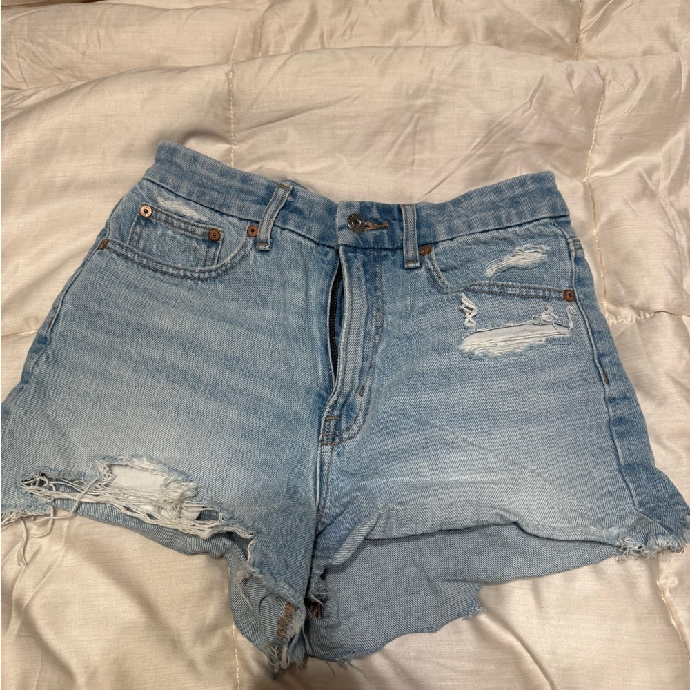 American Eagle Outfitters Light Blue Distressed Jean Shorts